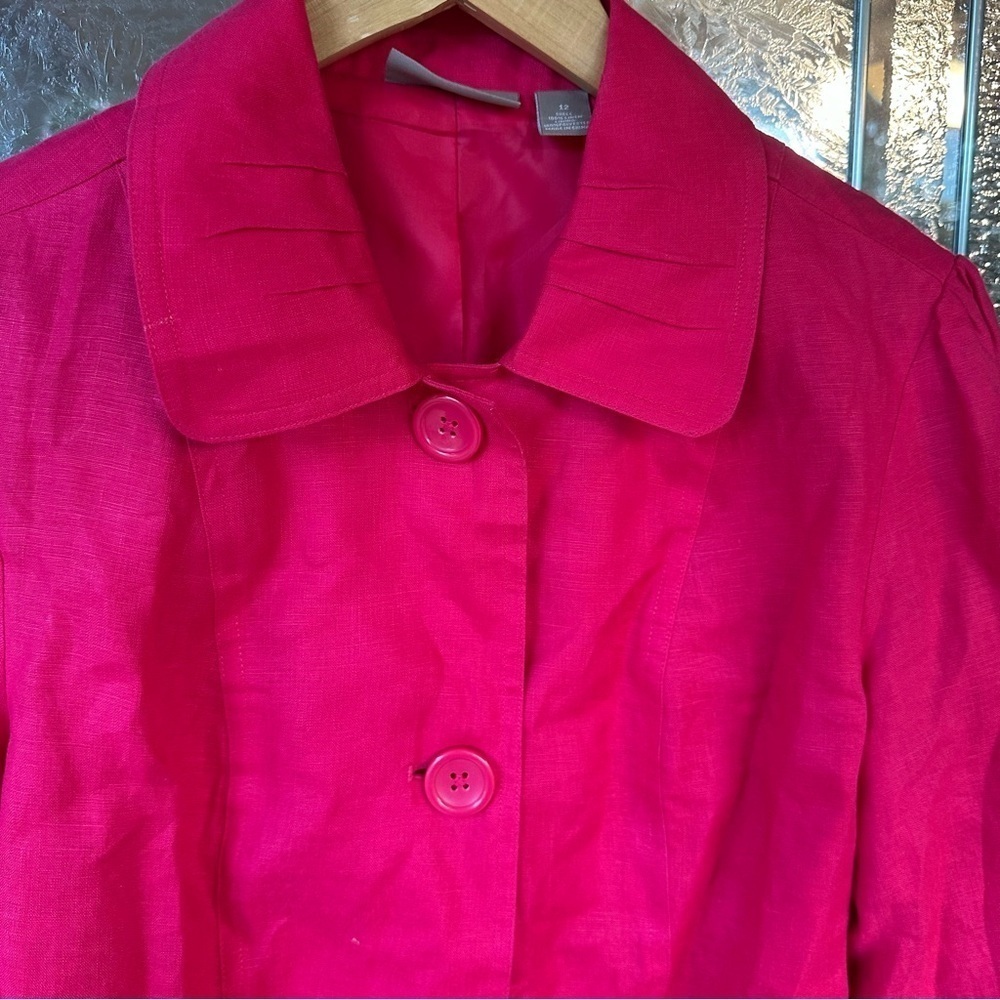Kim Rogers Size 12 Cropped Peplum 3/4 Length Sleeves Button Up Jacket linen - Picture 3 of 7